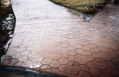 random-stone stamped concrete